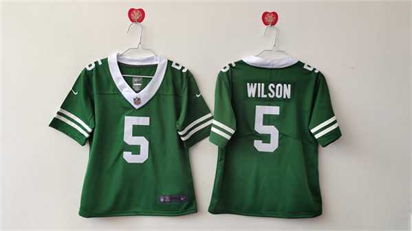 Womens New York Jets #5 Garrett Wilson Green Vapor Stitched Jersey